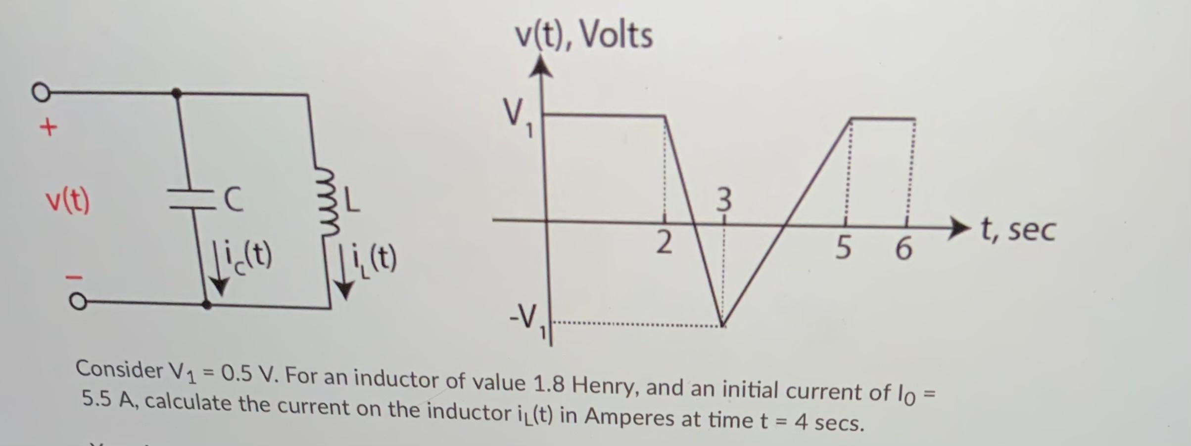 Solved V T Volts V 1 V T L 3 C Lic T 2 T Sec 5 6 Chegg Com