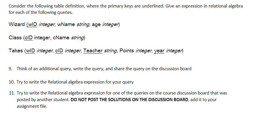 Solved Consider the following table definition, where the | Chegg.com