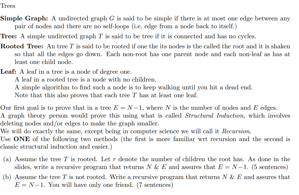 Solved Trees Simple Graph: A undirected graph G is said to | Chegg.com