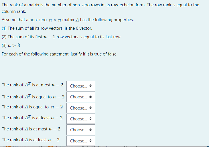 Solved The rank of a matrix is the number of non zero rows Chegg