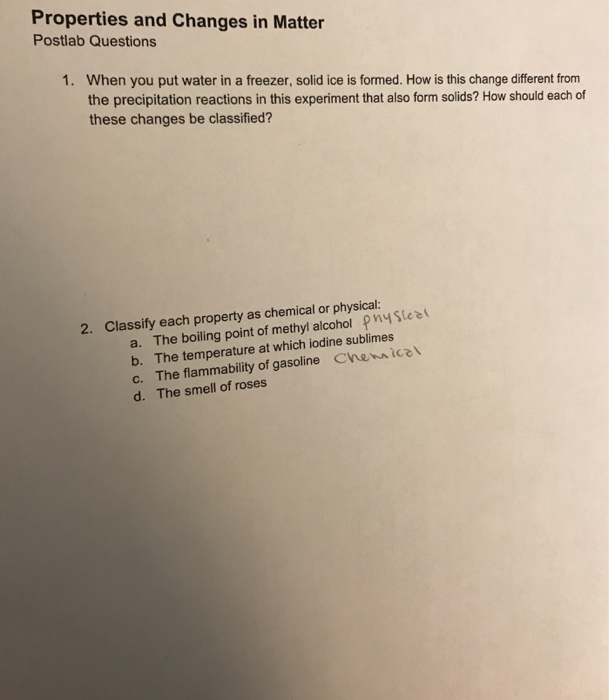 Solved When you put water in a freezer, solid ice is formed.