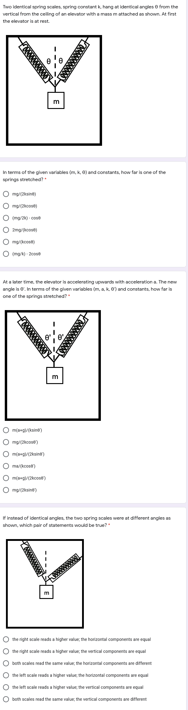 Solved Two identical spring scales, spring constant k, hang