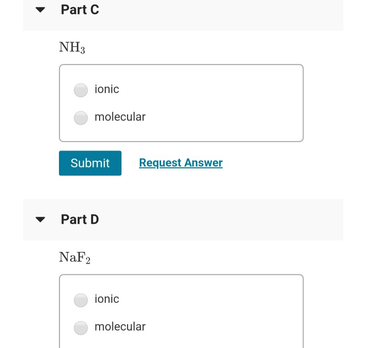 Solved Classify each of the following compounds as ionic or | Chegg.com
