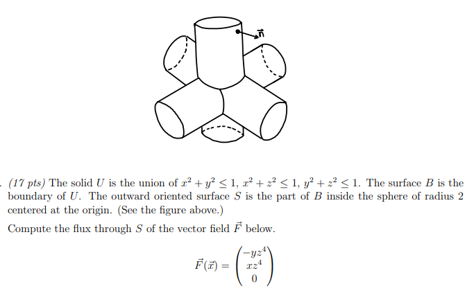 Solved . (17 pts) The solid U is the union of r² + y2