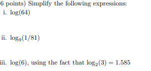 Solved 6 points) Simplify the following expressions: i. | Chegg.com