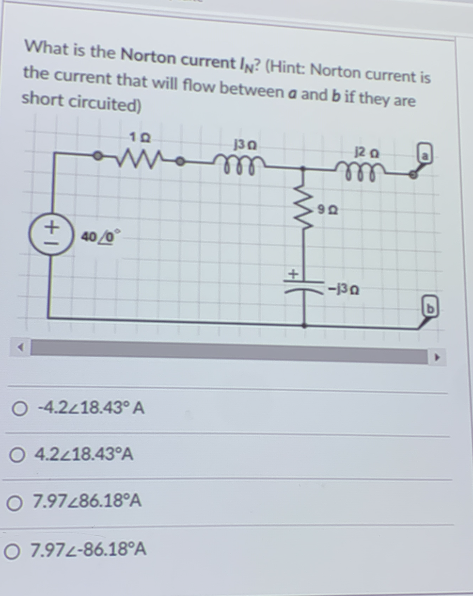 Solved What is the Norton current In? (Hint Norton current