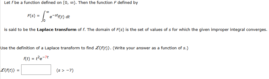 Solved Let f be a function defined on [0,∞). Then the | Chegg.com