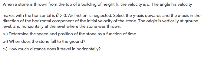 Solved When a stone is thrown from the top of a building of | Chegg.com