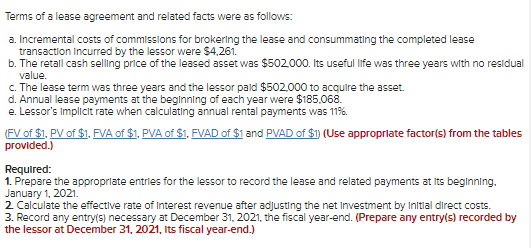 Solved Terms of a lease agreement and related facts were as | Chegg.com