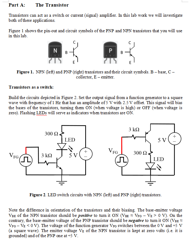 Solved Part A The Transistor Transistors can act as a