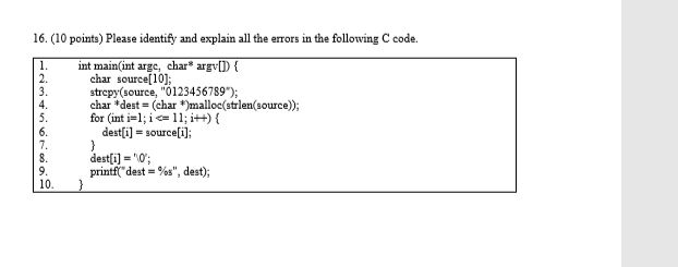 Solved 16. (10 points) Please identify and explain all the | Chegg.com