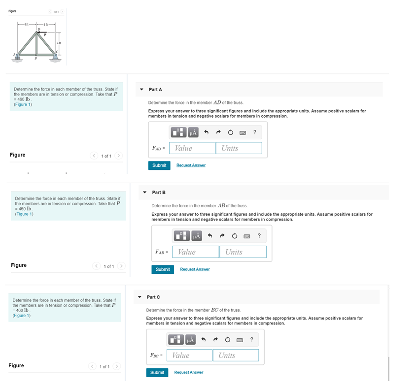 Solved Figure 4tt Determine the force in each member of the | Chegg.com