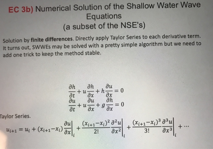 EC 3b) Numerical Solution of the Shallow Water Wave | Chegg.com