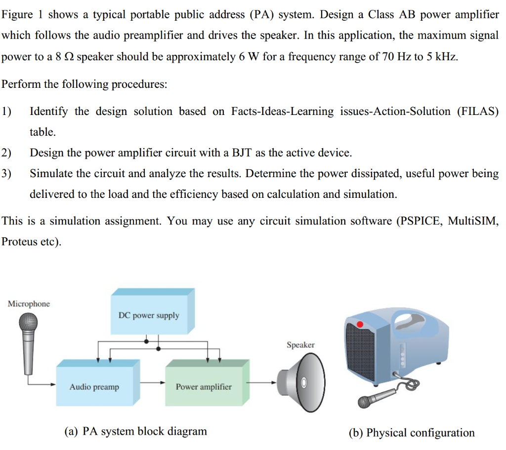 Solved Figure 1 shows a typical portable public address (PA)
