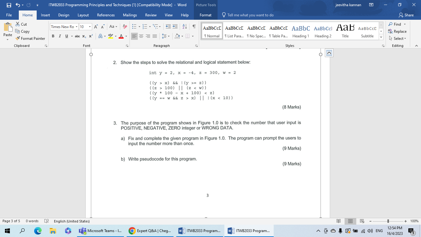 Solved 2. Show the steps to solve the relational and logical | Chegg.com