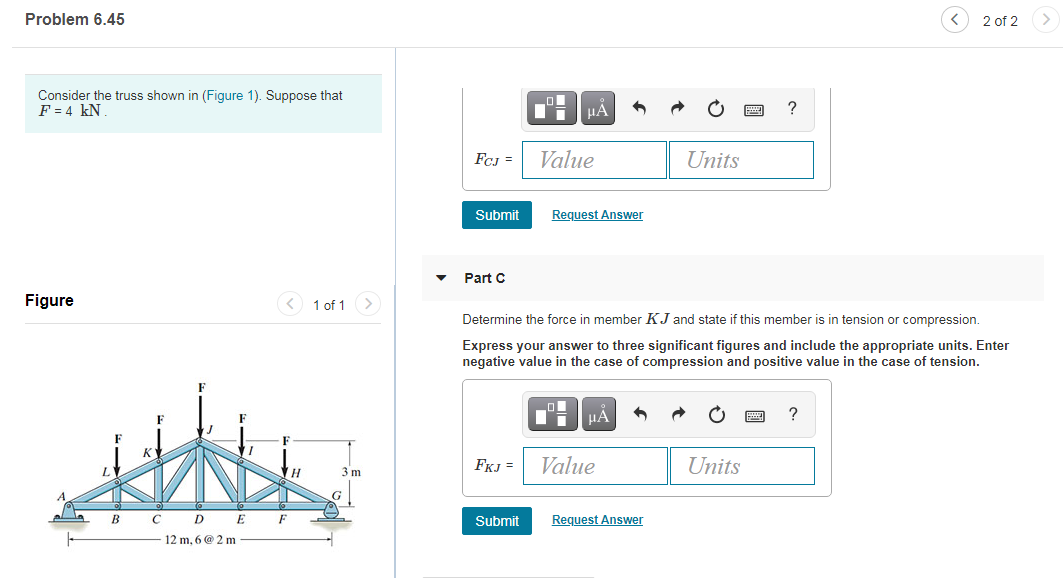 Solved Problem 6.45 2 of 2 Consider the truss shown in | Chegg.com