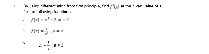 Solved By using differentiation from first principle, find | Chegg.com