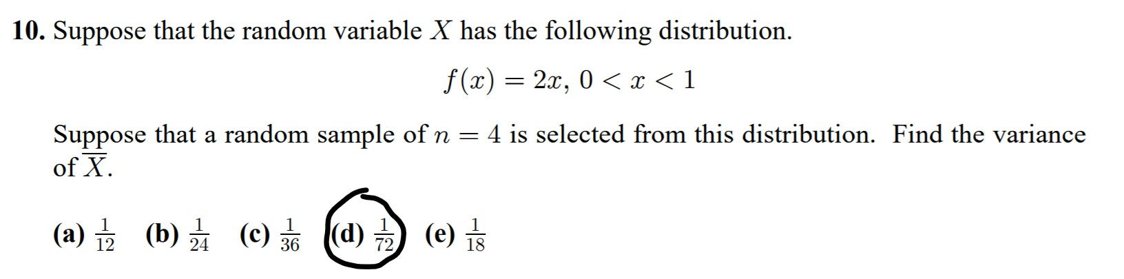 Solved 10. Suppose that the random variable X has the | Chegg.com