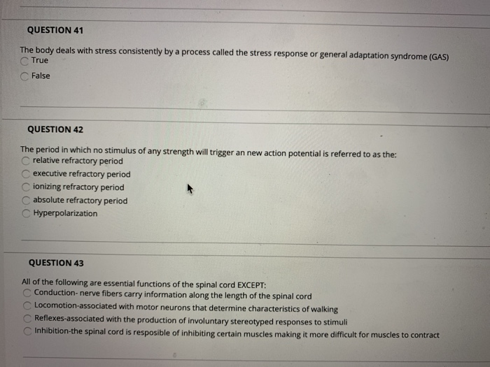 Solved QUESTION 41 by a process called the stress response | Chegg.com