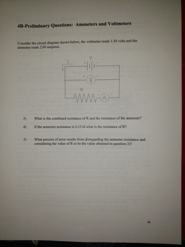 Solved 4BPreliminary Questions Ammeters and Voltmeters