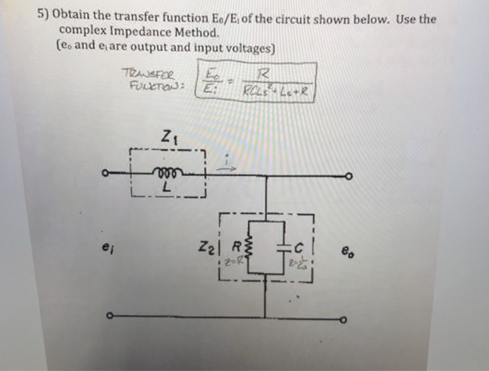 Solved 5) Obtain the transfer function Ee/E,of the circuit | Chegg.com