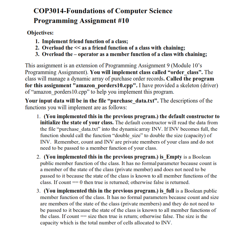 Solved COP3014-Foundations of Computer Science Programming | Chegg.com
