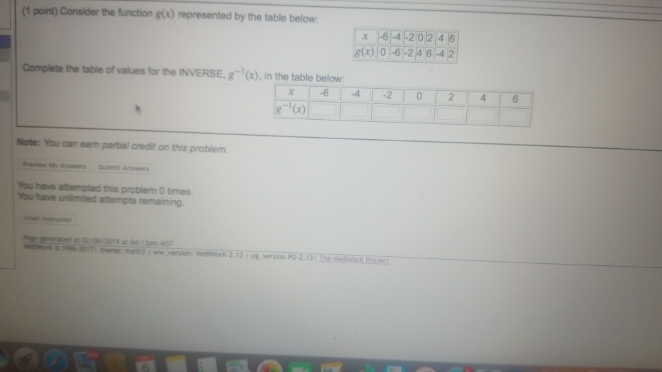 Solved (1 point) Consider the function g(x) represented by | Chegg.com