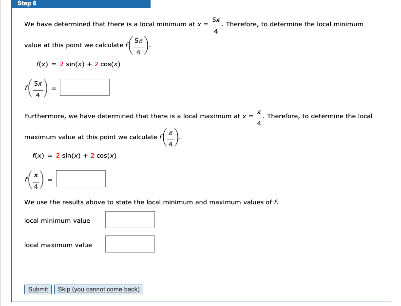 Solved Step 6 57 We have determined that there is a local | Chegg.com