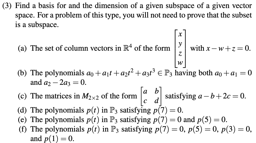 Solved Find A Basis For And The Dimension Of A Given | Chegg.com