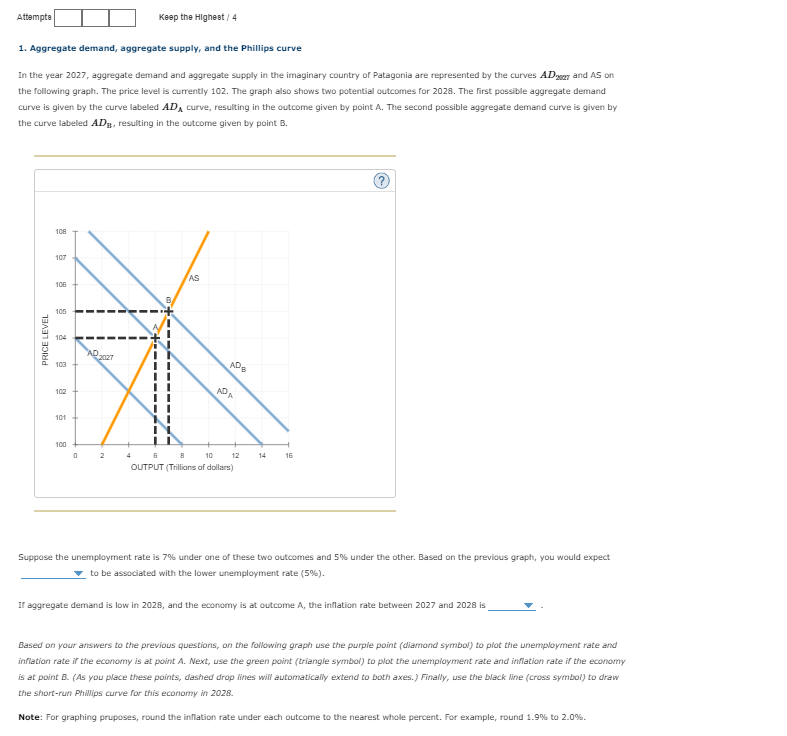 Solved 1. Aggregate demand, aggregate supply, and the | Chegg.com