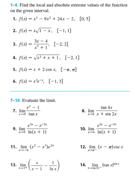 Solved 1 6 Find The Local And Absolute Extreme Values Of The Chegg Com