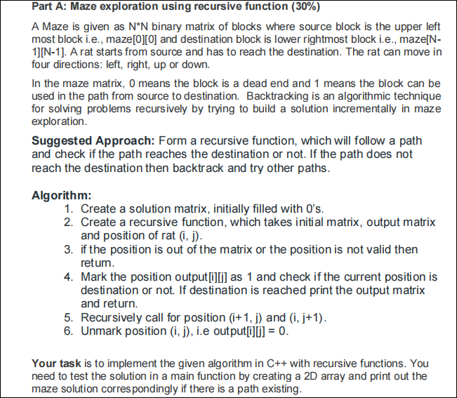 Solved Part A Maze Exploration Using Recursive Function