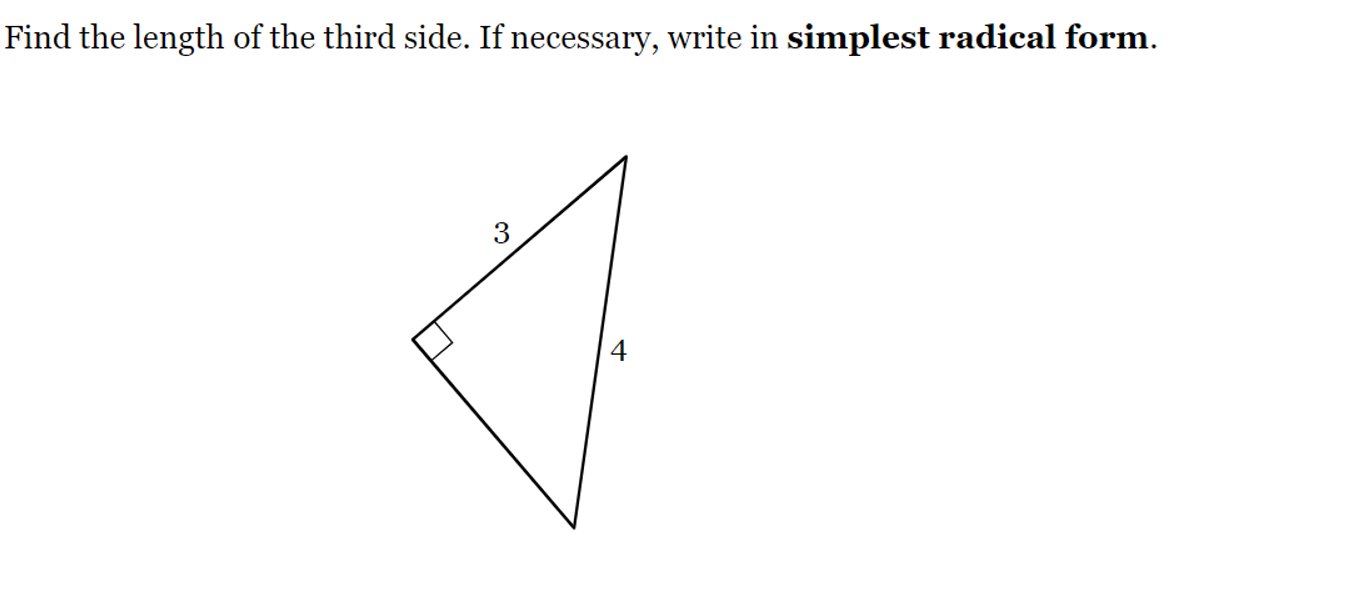 Find the third side 2025 in simplest radical form