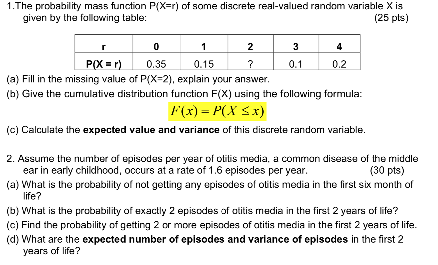 Each a from 1 to 5. Probability Mass function. How calculate the probability Mass function of x. Probability function of x. If probability of the Random variable.