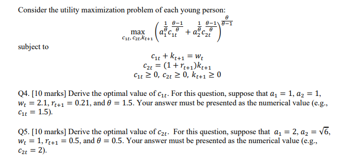 Solved 1 0-1 @ 2.8 Consider the utility maximization problem | Chegg.com