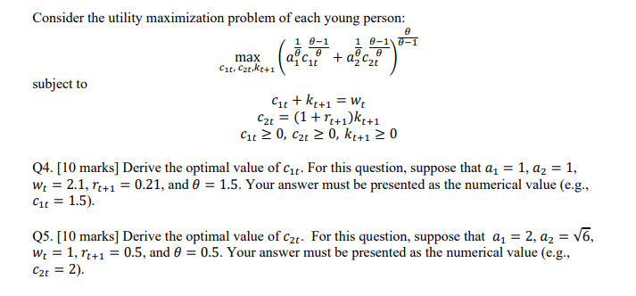 Solved 1 0-1 @ 2.8 Consider The Utility Maximization Problem | Chegg.com