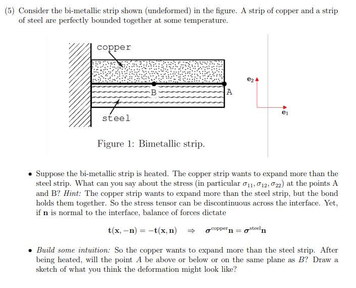 (5) Consider the bi-metallic strip shown (undeformed) | Chegg.com