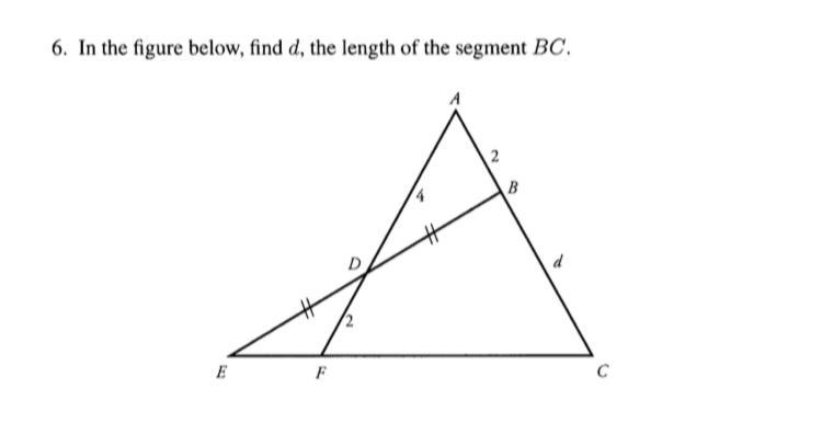 Solved 6. In the figure below, find d, the length of the | Chegg.com