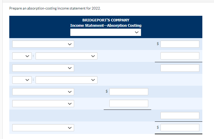 Prepare an absorption-costing income statement for | Chegg.com