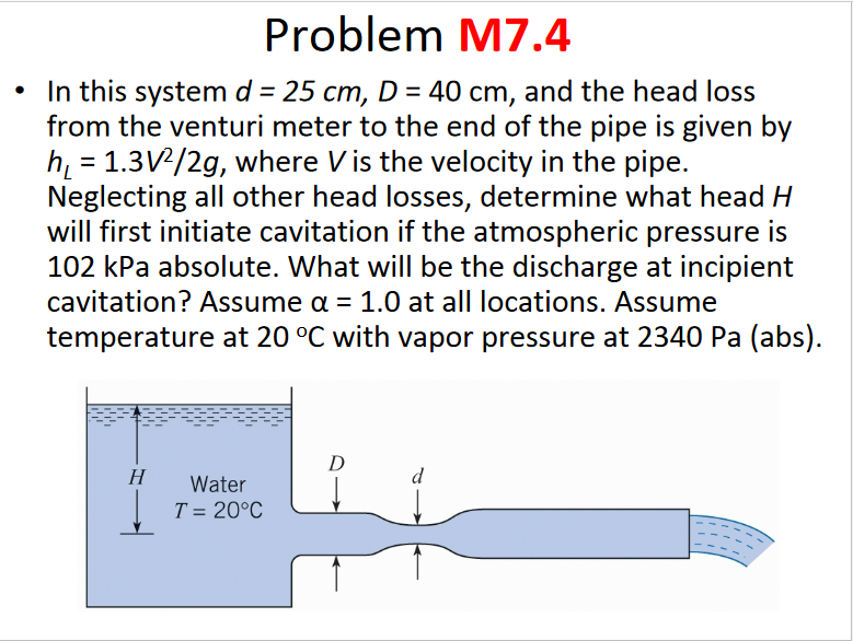 Solved In This System D=25 Cm,D=40 Cm, And The Head Loss | Chegg.com