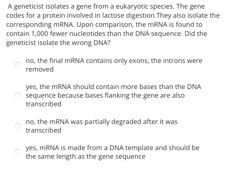 Solved A geneticist isolates a gene from a eukaryotic | Chegg.com