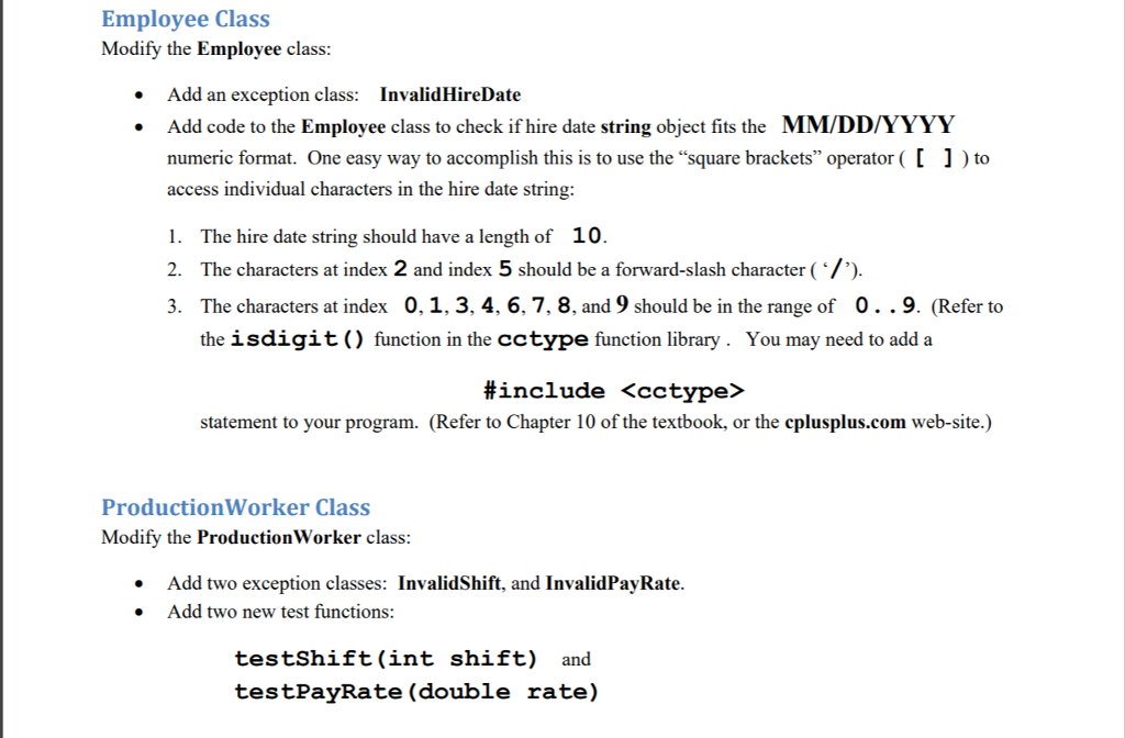 Employee Class Modify the Employee class: .Add an | Chegg.com