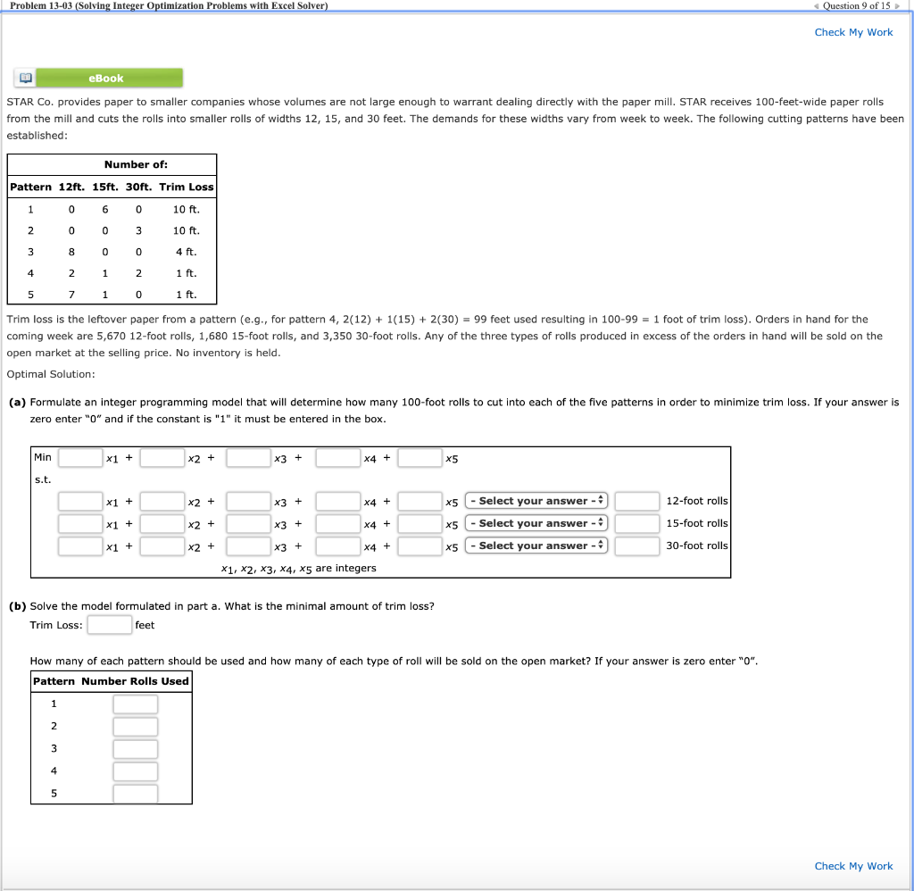 Problem 13-03 (Solving Integer Optimization Problems | Chegg.com