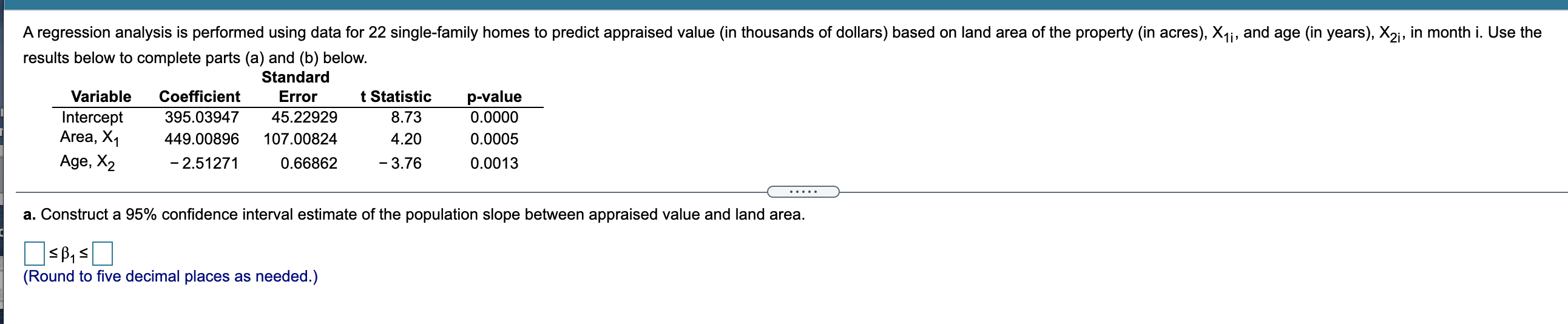 how to calculate t statistic with coefficient and standard error