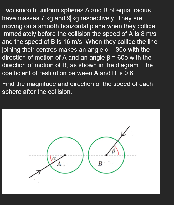 Solved Two Smooth Uniform Spheres A And B Of Equal Radius | Chegg.com