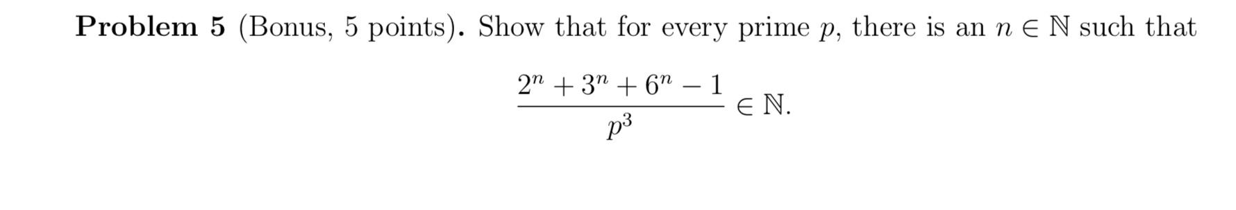 Solved Problem 5 (Bonus, 5 points). Show that for every | Chegg.com