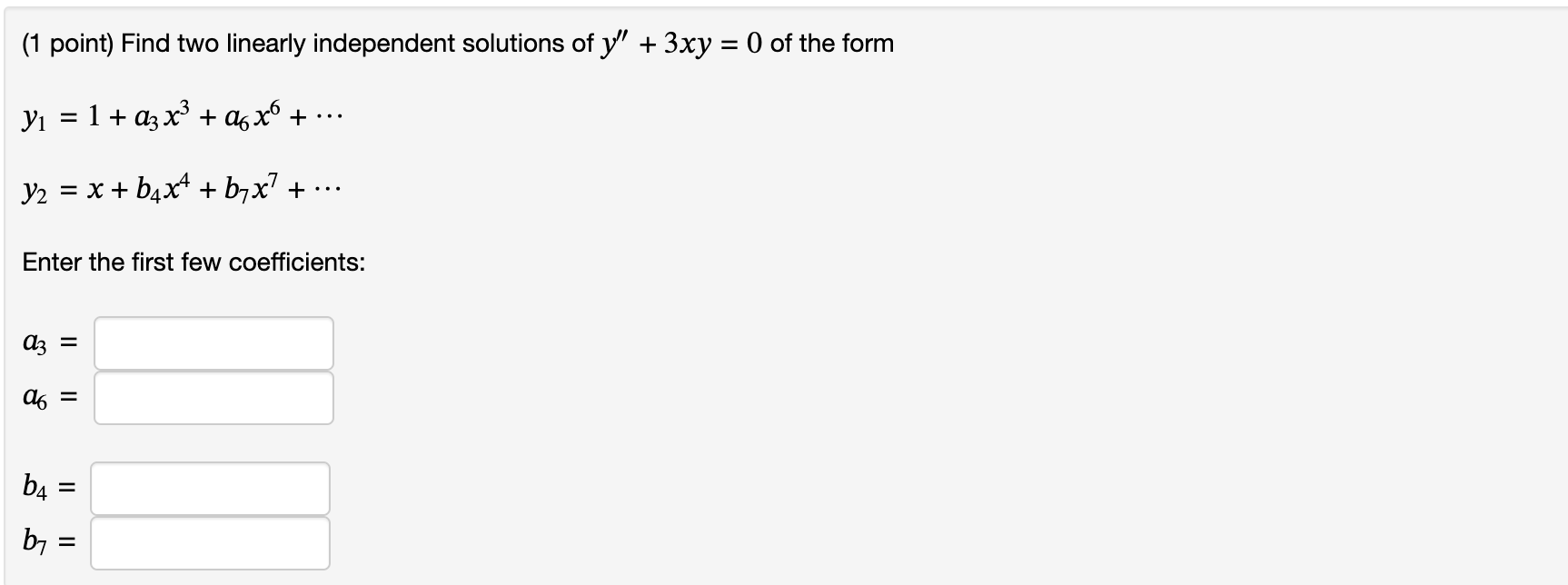 Solved 1 Point Find Two Linearly Independent Solutions Of 2100