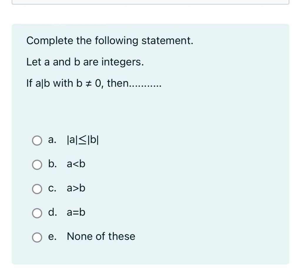 Solved Complete The Following Statement. Let A And B Are | Chegg.com