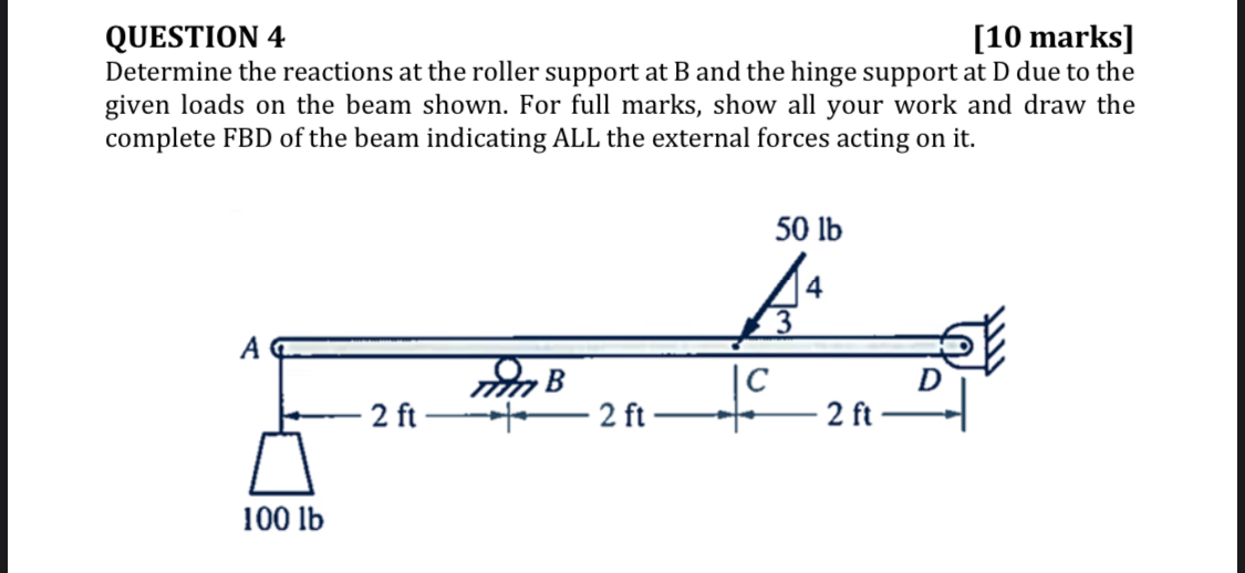 Solved Determine The Reactions At The Roller Support At B | Chegg.com