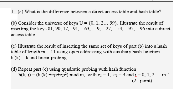 Solved 1. (a) What is the difference between a direct access | Chegg.com